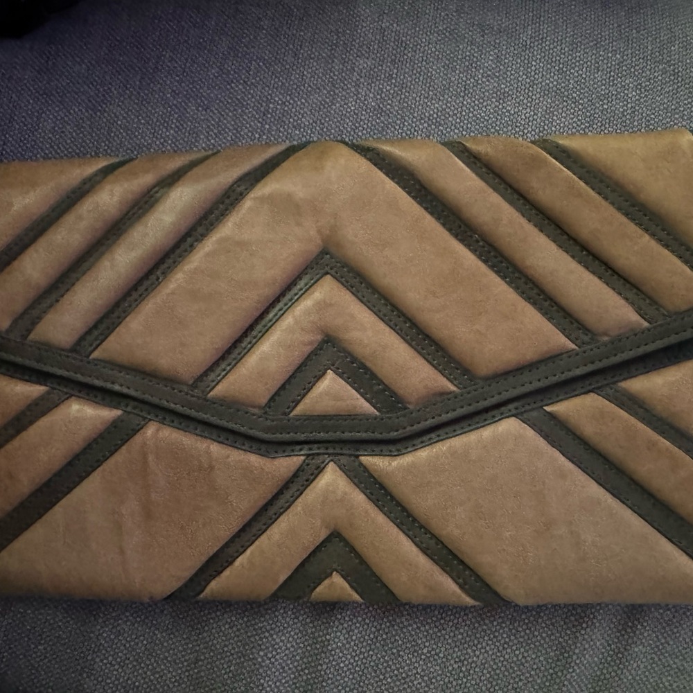 L.A.M.B. Tan and Olive Clutch